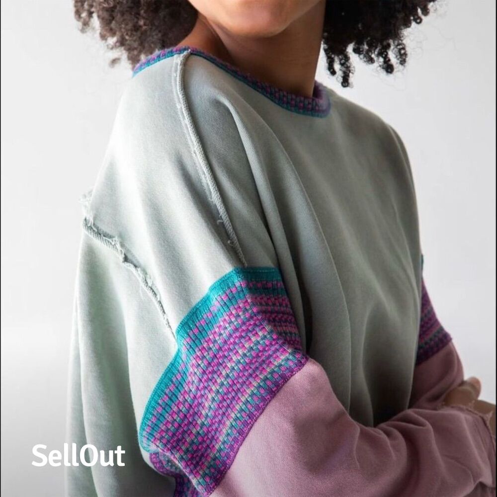 Natural Life Women's Colorblock Long Sleeve Sweatshirt Size L